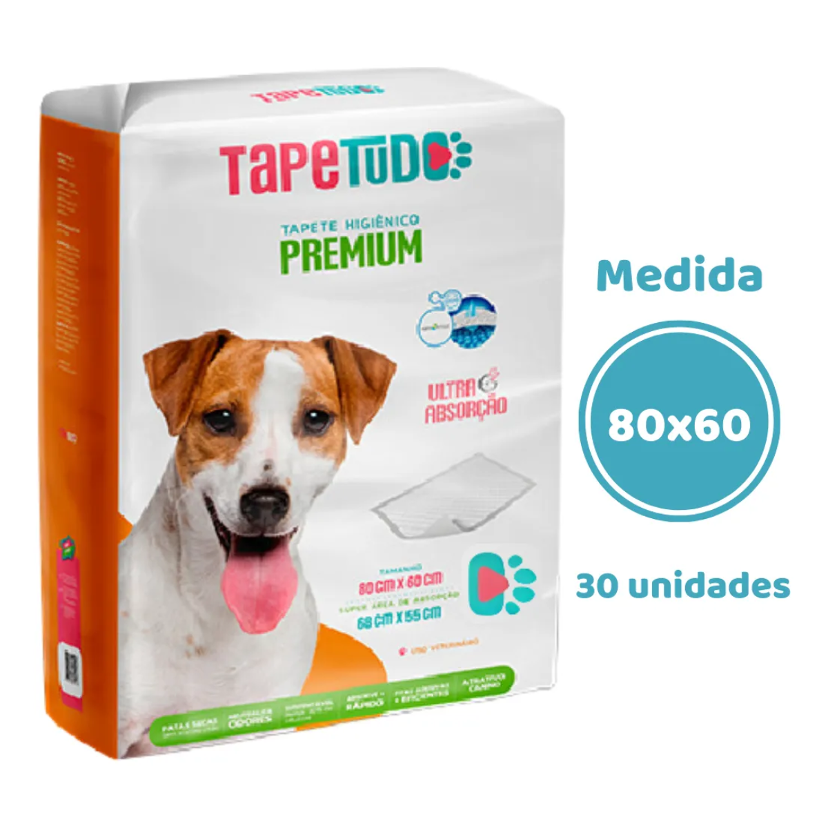 TAPETE HIGIENICO TAPETUDO PREMIUM 80 X 60 CM ABS PCT C/ 30 UN - Imagem 2